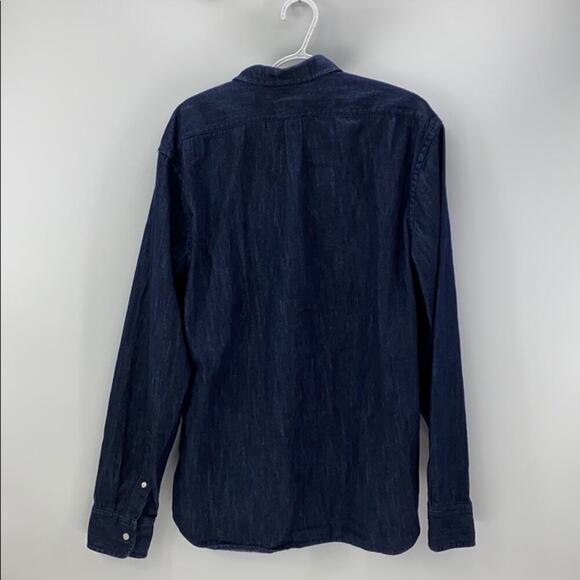 Old Navy slim fit button down denim top classic casual dark wash sz XL versatile - Picture 5 of 7